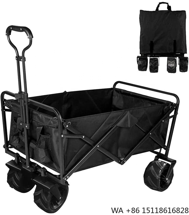 Outdoor Camping Wagon - 新型大容量大型ホイールブレーキ付きポータブルローリングヘビーデューティー折りたたみ式カートユーティリティ折りたたみキャンプワゴン