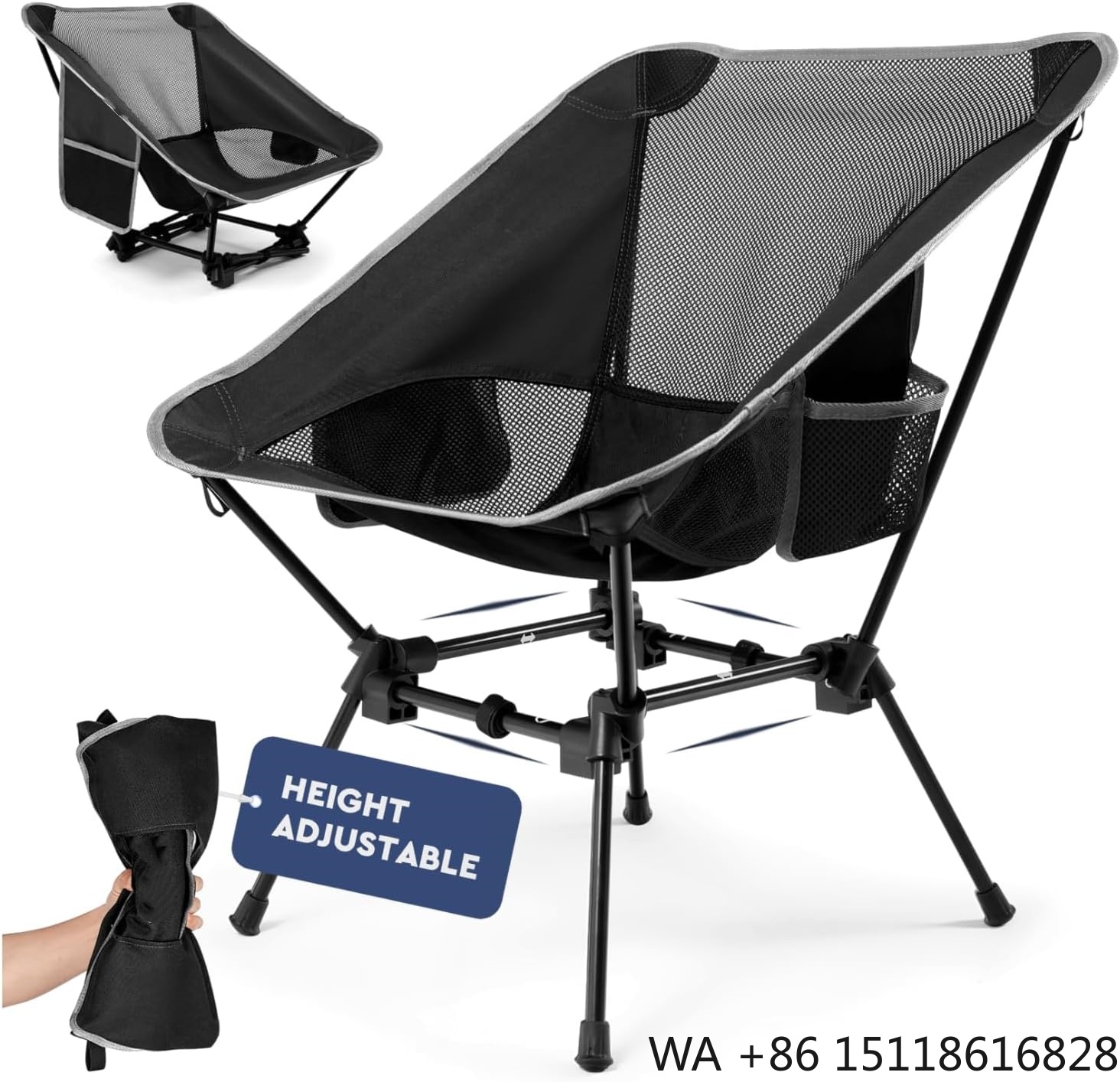 Outdoor Camping Recliner Chairs - 軽量キャンプチェア、大人用キャンプチェア、高さ調節可能なハイバック折りたたみキャンプチェア
