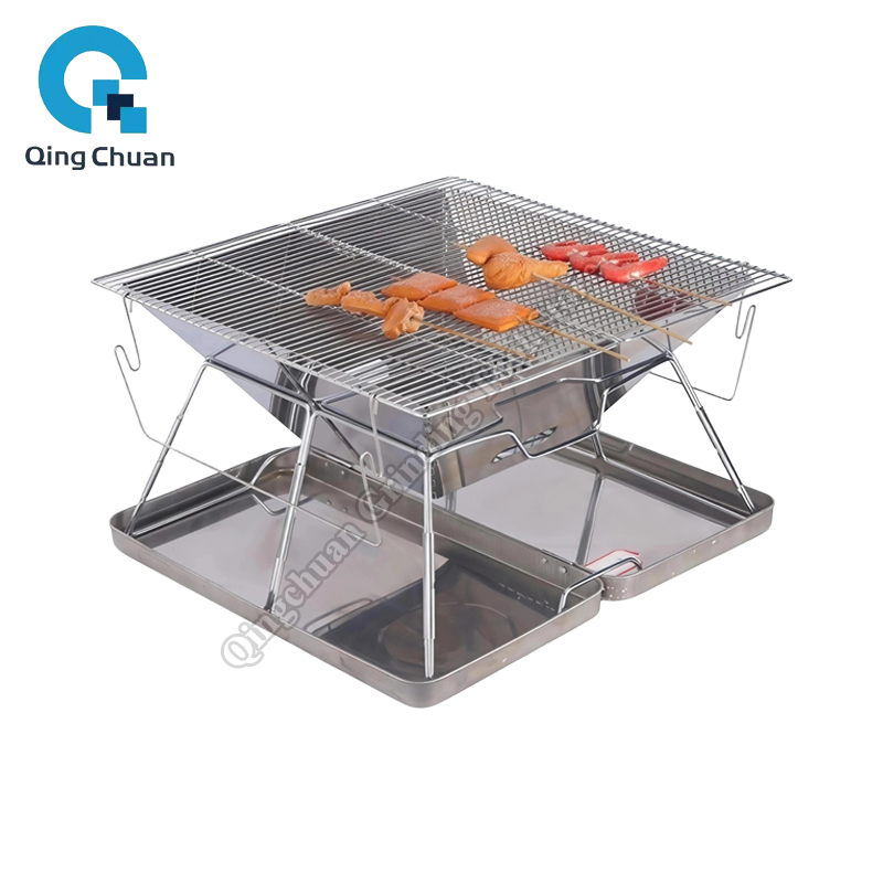 Outdoor Camping Grill - キャンプグリル炭火ストーブ折りたたみ式ステンレス鋼ファイヤーピットグリルバックパッキング用アウトドアクッキングハイキングキャンプピクニックストーブ