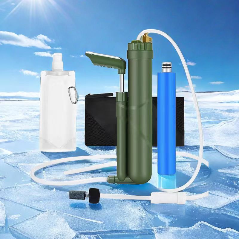 Portable Water Filter - フィルター浄水器,逆浸透,屋外緊急サバイバルキット,ハイキング,キャンプ,旅行,手動ポンプ用
