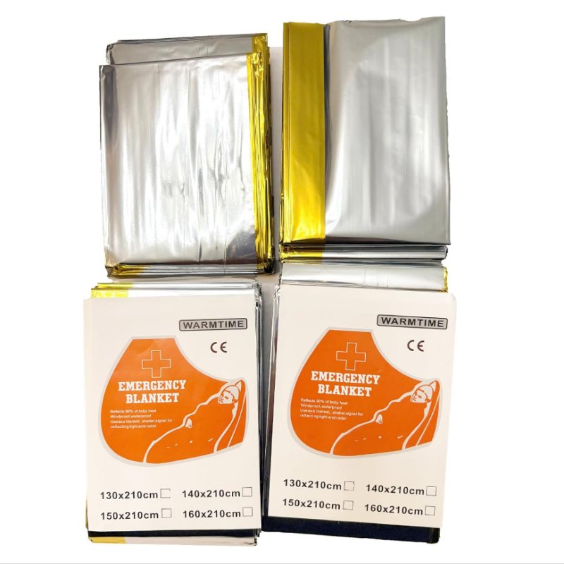 Emergency Mylar Blanket - 4 パック ゴールド シルバー マイラー緊急用サーマルブランケット 160×210cm