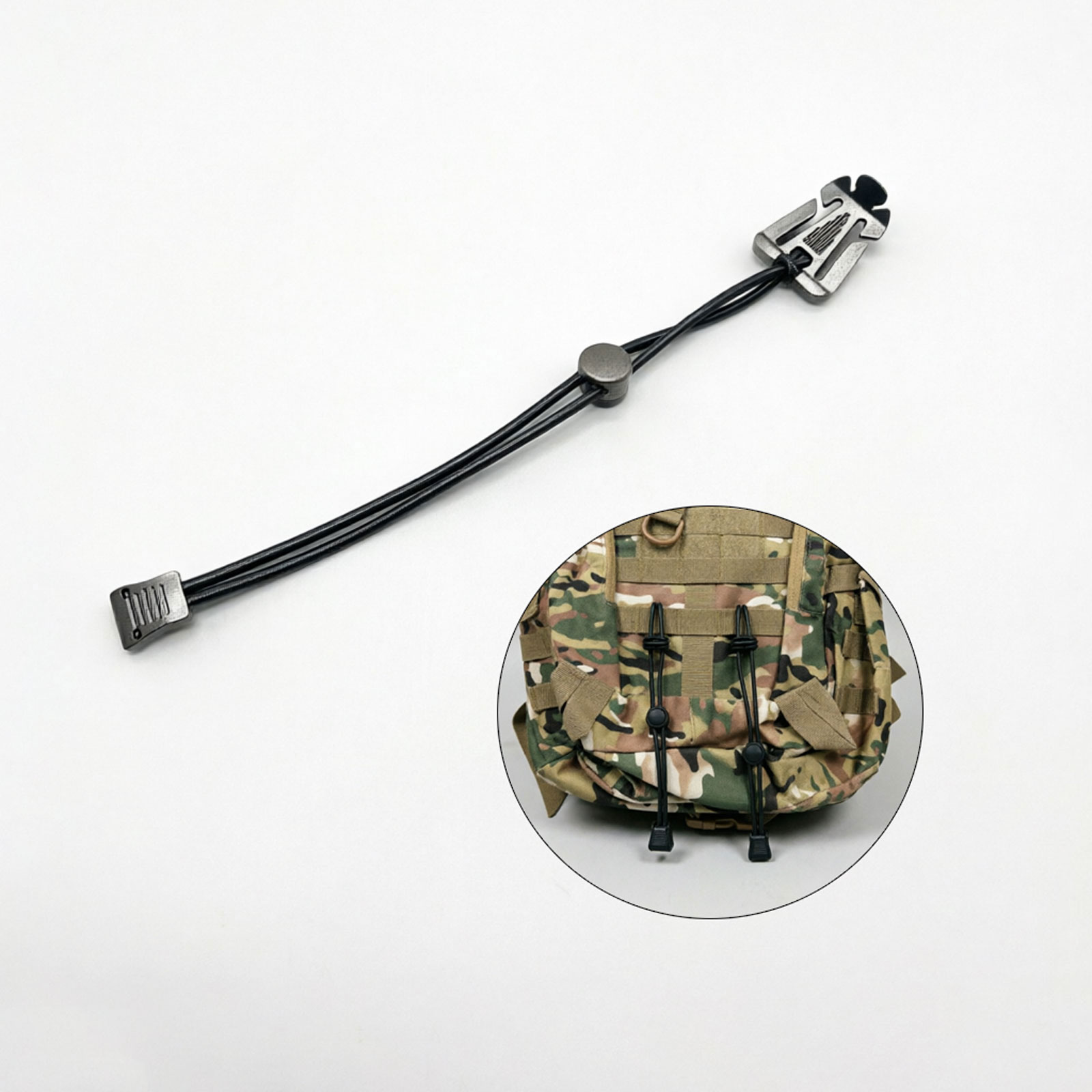 Outdoor Camping Equipment - 懐中電灯クリップ屋外バックパック弾性ロープ固定バックルキャンプ用品ハイキングポール固定タイコードロープ外部バックル