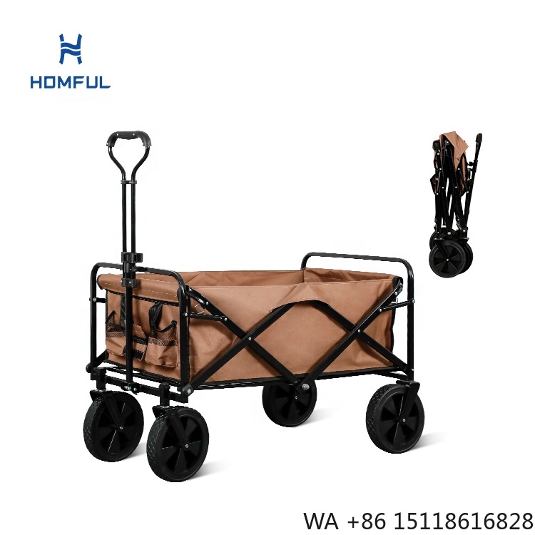 Outdoor Camping Wagon - HOMFUL釣り用ボラーワゴン折りたたみ式キャンプトロリーワゴンベビーカービーチカート砂浜用大型ホイール付き