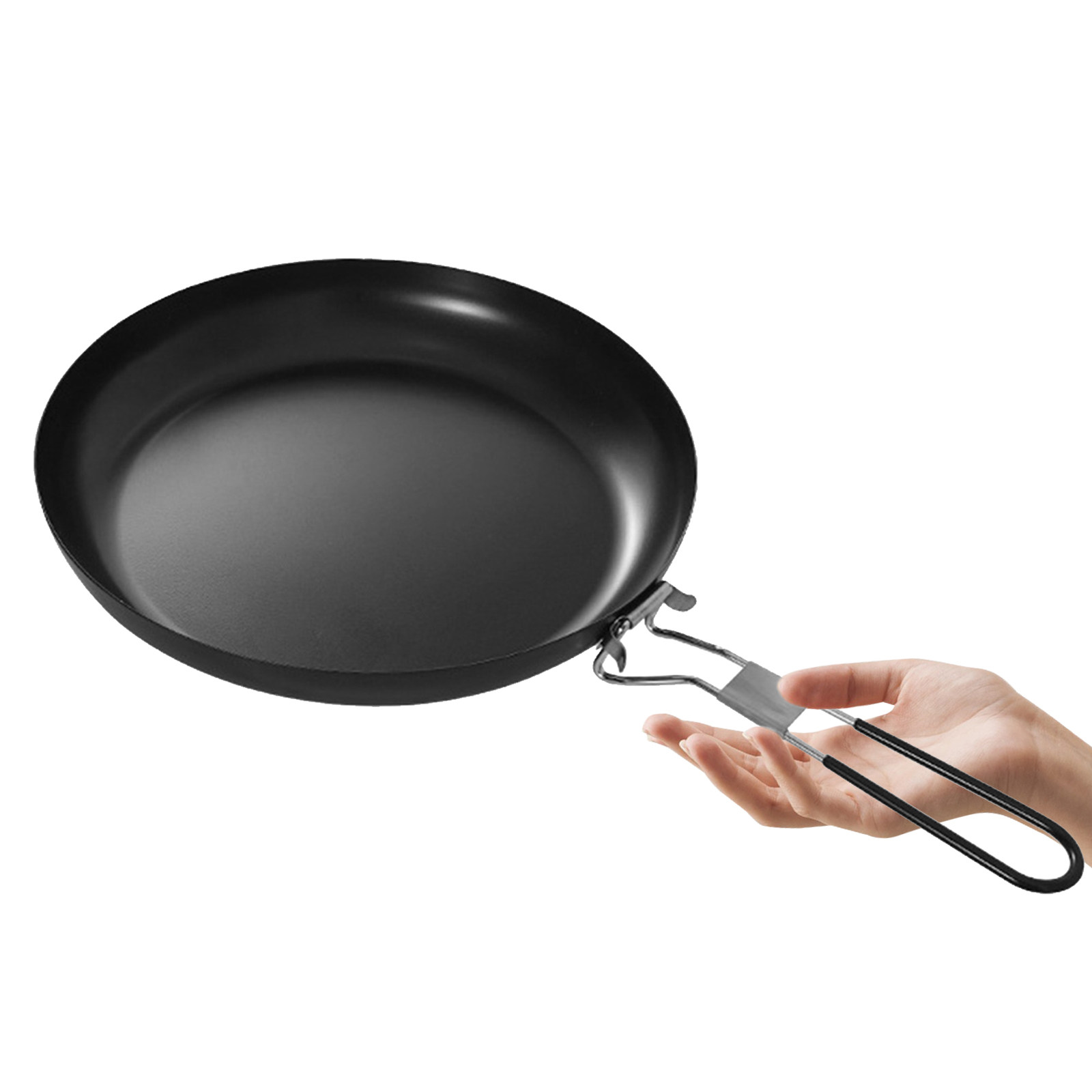 Outdoor Camping Grill - 9インチのノンスティックキャンプ用フライパン、折りたたみ式ハンドル付き、屋外調理、ステーキ、パンケーキ、卵、ポータブルグリル、スキレットに最適