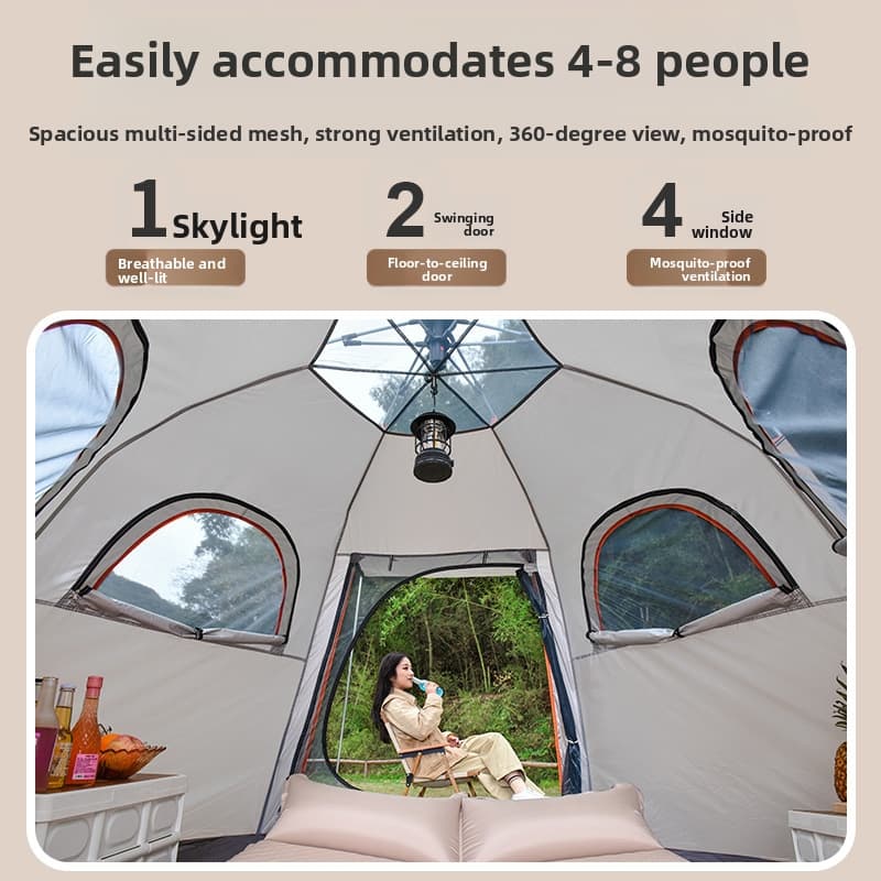Camping Zelt Outdoor - カスタムポータブル5～8人用キャンプテント、小型防水テント、ワンルーム構造、屋外ポップアップキャンプハイキングテント