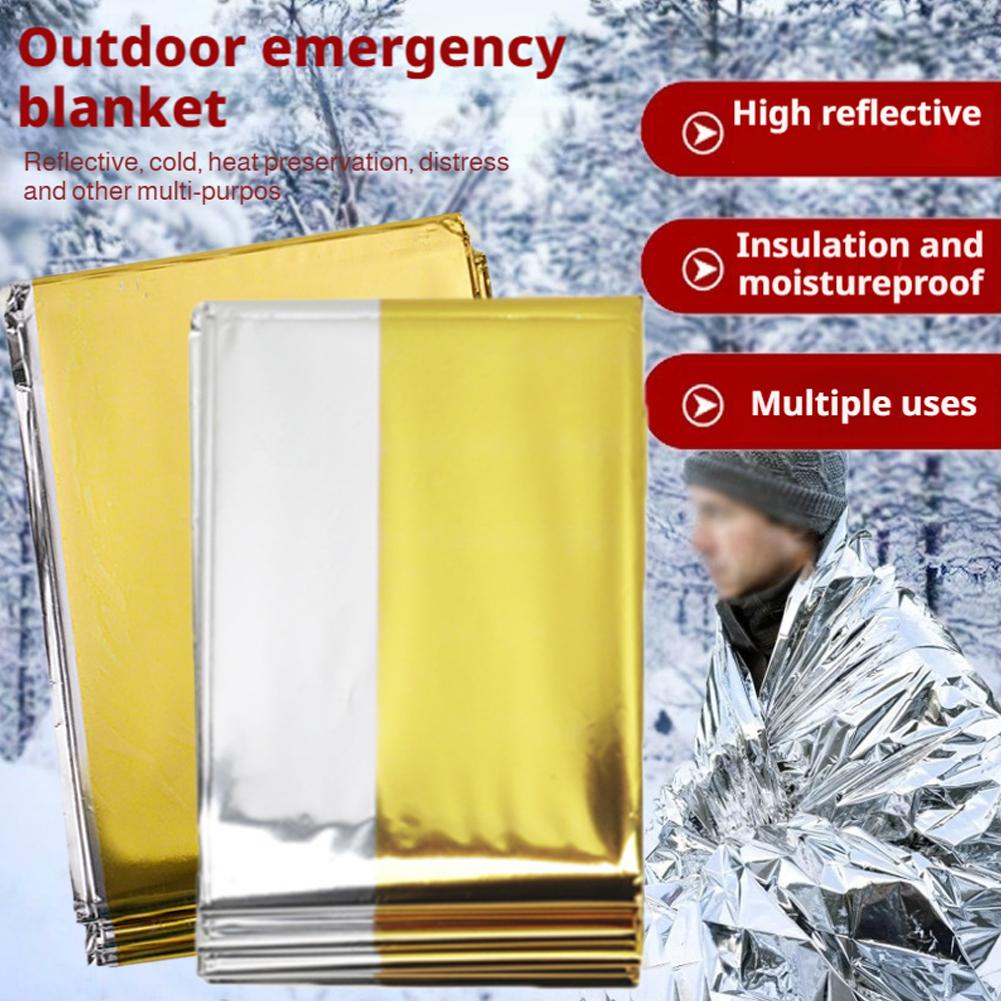 Emergency Mylar Blanket - 低体温症救助用救急キャンプキット、保温用アルミ箔、救命用保温ブランケット、アウトドア用保温乾燥緊急ブランケット、サバイバルキット