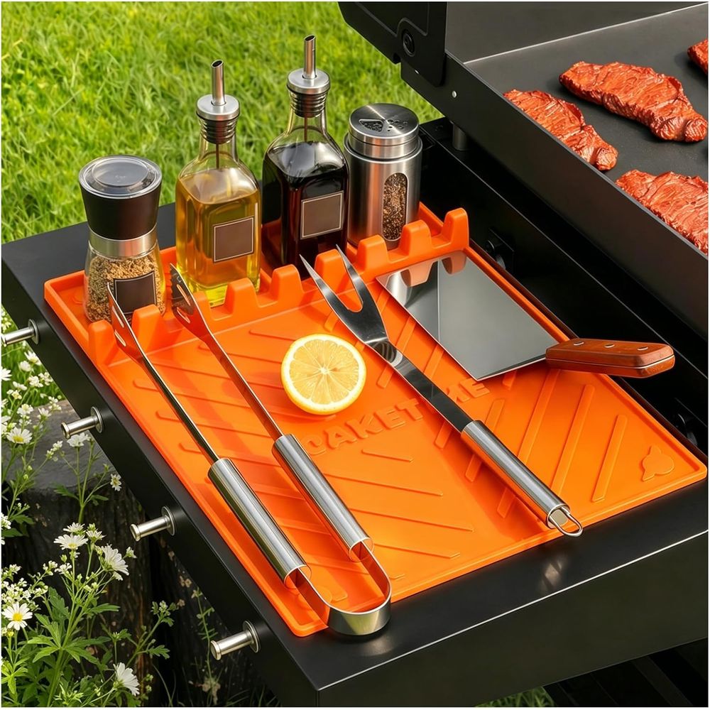Outdoor Camping Kitchen - シリコン製グリルマットまたはグリドルアクセサリー、調理キッチン、バーベキューの必需品、カウンタートップ、屋外キャンプ、芝生用