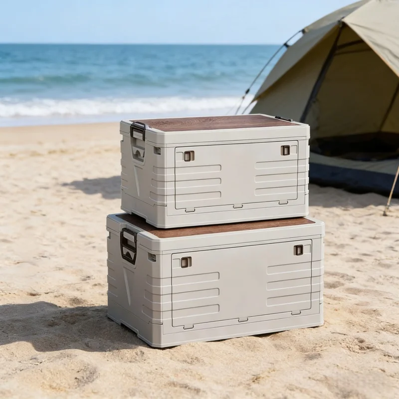 Outdoor Camping Toys - 車用収納ビン アウトドア キャンプ用 折りたたみ式収納ボックス 大容量 蓋付き