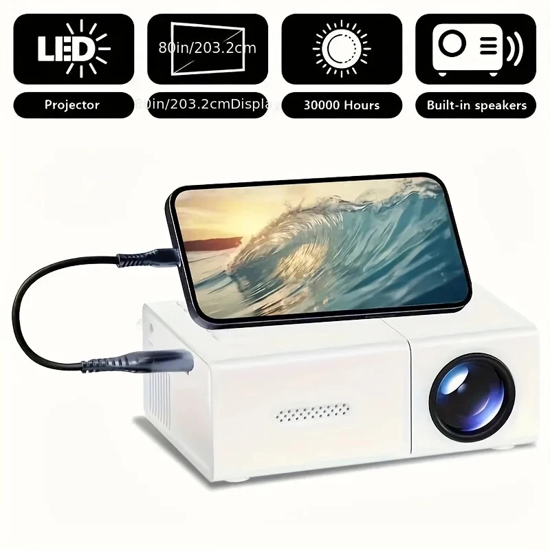 Outdoor Camping Videos - 1080P LEDミニプロジェクター リモコン付き 4K HDビデオプロジェクター スマートモバイル投影ツール
