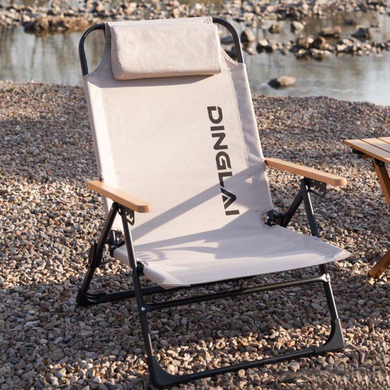 Outdoor Camping Recliner Chairs - 屋外折りたたみ椅子ポータブルキャンプリクライニングチェア角度調整可能取り外し可能な枕付きハイバックレスト釣り椅子