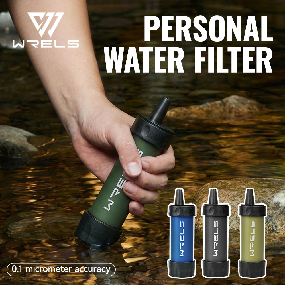Portable Water Filter - WRELS キャンプ＆サバイバル緊急用屋外携帯浄水器 - 直接飲用可能な個別浄水器、天然水にも安全
