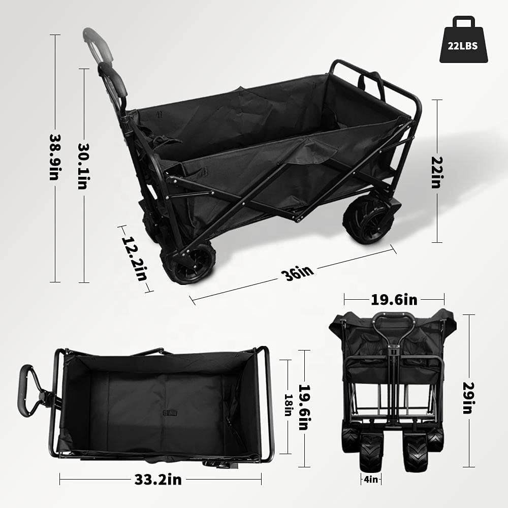 新型大容量大型ホイールブレーキ付きポータブルローリングヘビー - Outdoor Camping Wagon のレビューと価格
