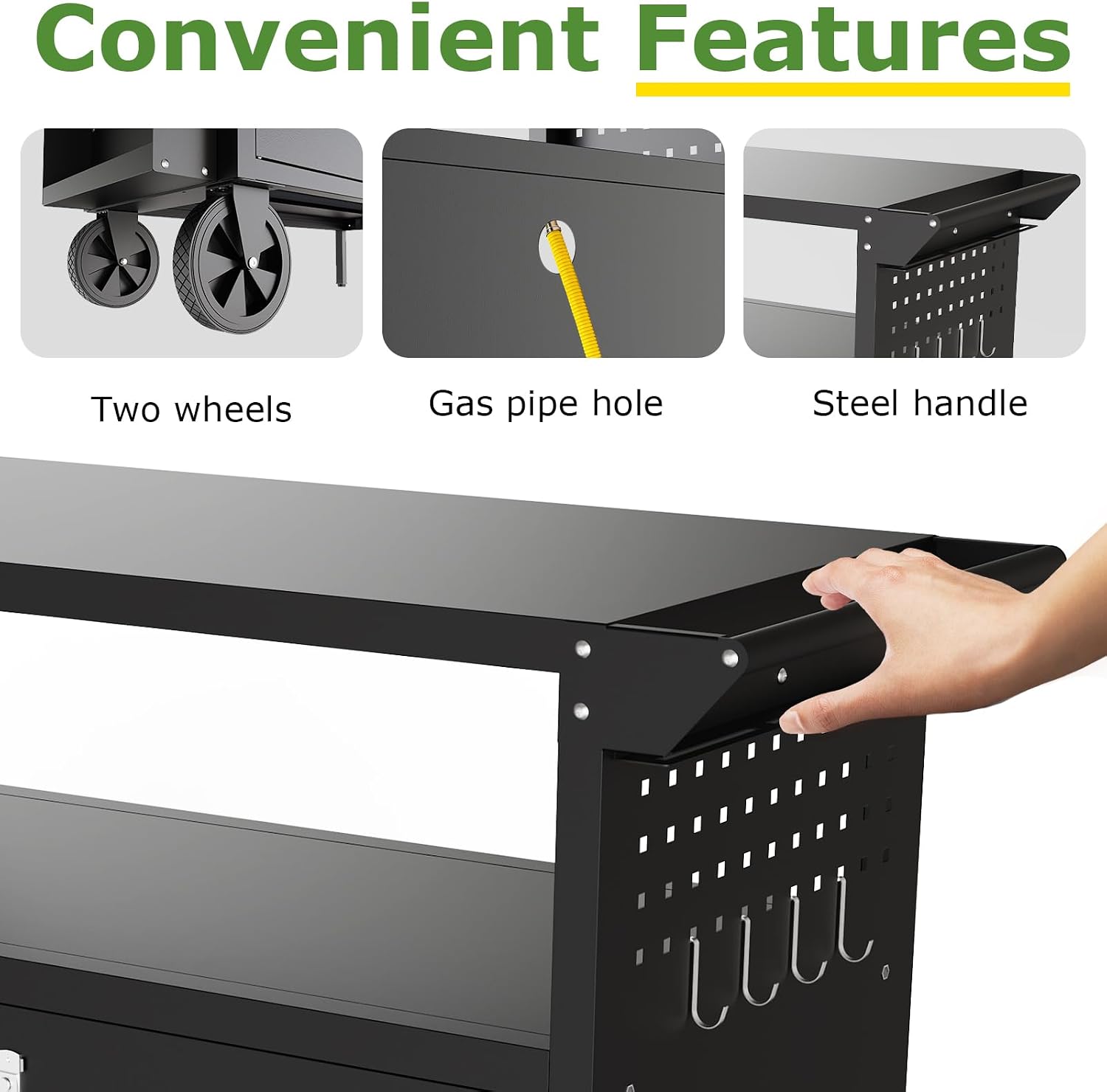 屋外グリルカートテーブル、収納付きキッチンアイランド、ホイー - Outdoor Camping Kitchen のレビューと価格