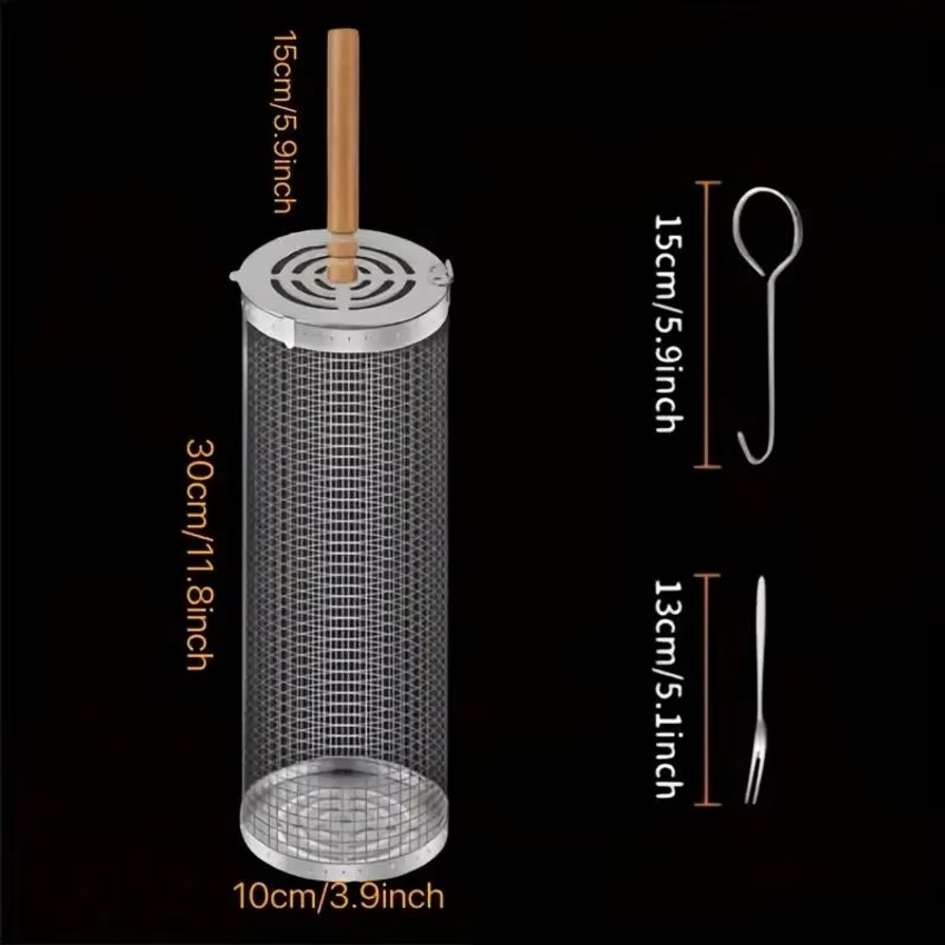 丸型バーベキューグリルバスケットセット、ステンレス製回転式B - Outdoor Camping Grill のレビューと価格