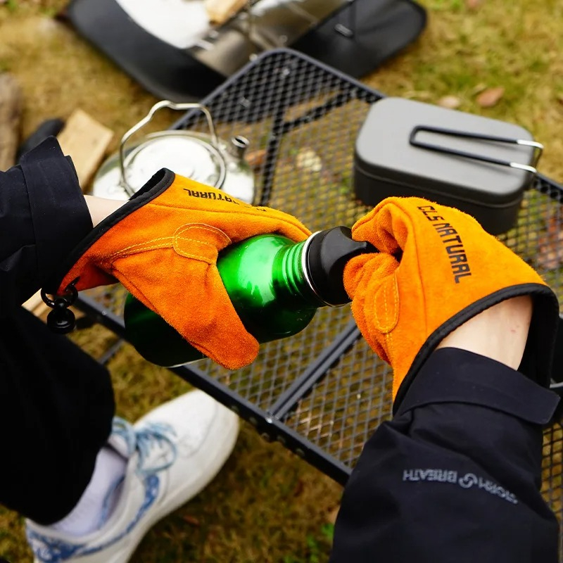 耐熱バーベキューグローブ牛革キャンプ用火事用手袋滑り止めグリ - Outdoor Camping Grill のレビューと価格