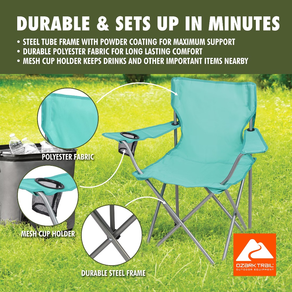 折りたたみ式クワッドキャンプチェア カップホルダー付き ポー - Outdoor Camping Recliner Chairs のレビューと価格