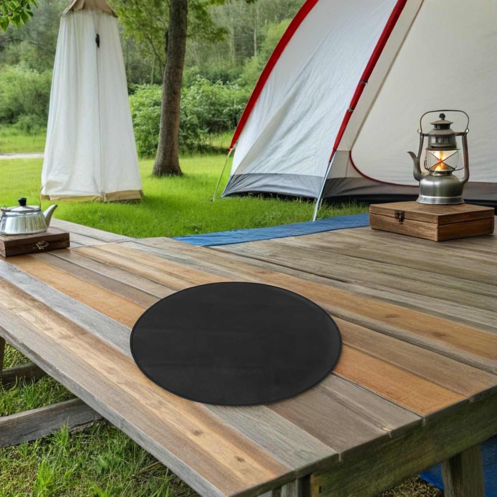 耐火性丸型BBQマット 24インチ 耐熱屋外ファイヤーピット - Outdoor Camping Grill のレビューと価格
