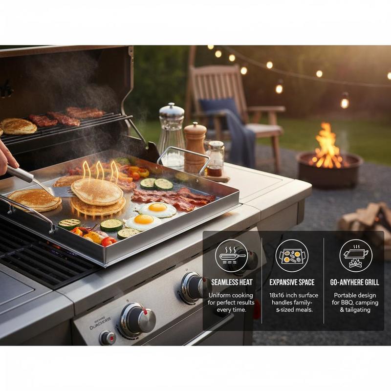 ユニバーサルフラットトップグリドル 18x16インチ キャン - Outdoor Camping Kitchen のレビューと価格