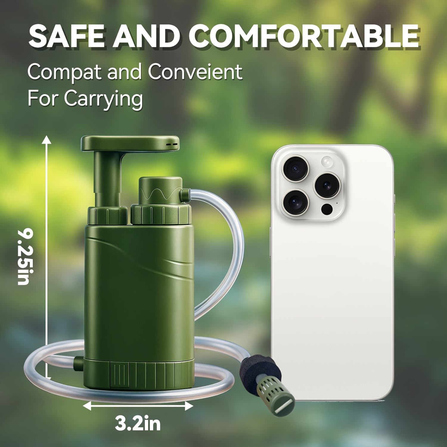 ポータブル浄水器ポンプ（交換可能な0.01ミクロン炭素水フィ - Portable Water Filter のレビューと価格