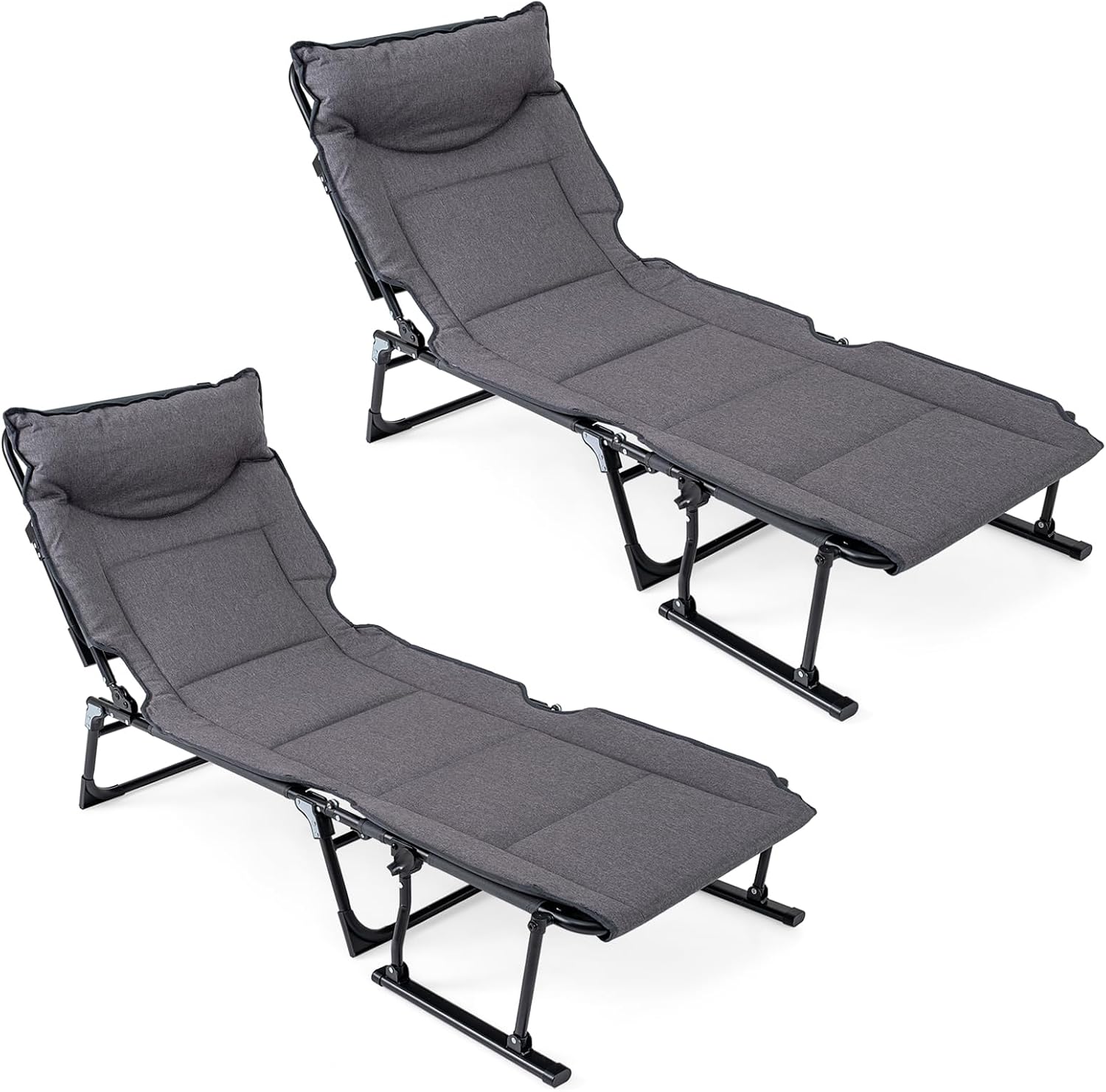 折りたたみ式パティオラウンジチェア2脚セット、調節可能なリク - Outdoor Camping Recliner Chairs のレビューと価格