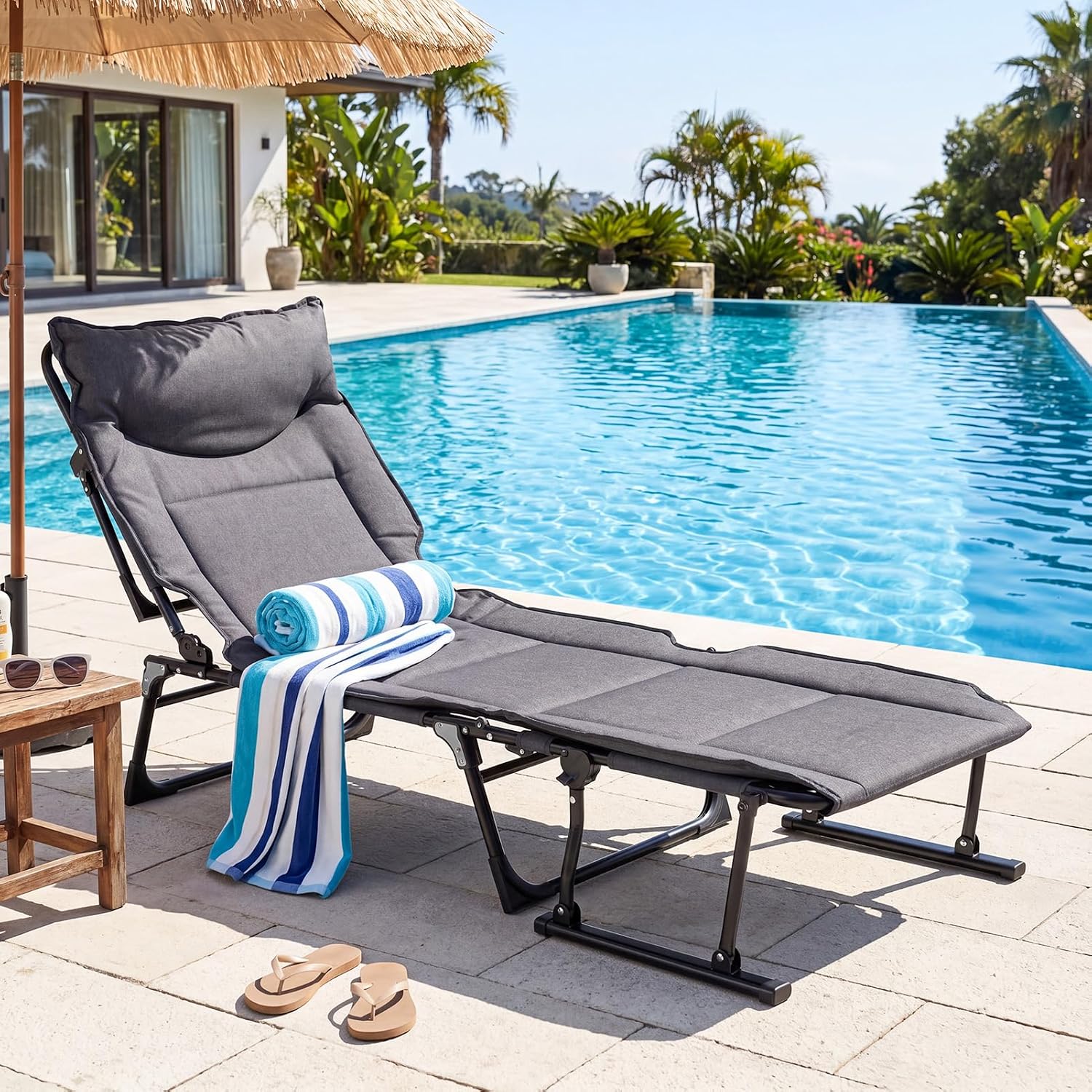 折りたたみ式パティオラウンジチェア2脚セット、調節可能なリク - Outdoor Camping Recliner Chairs のレビューと価格
