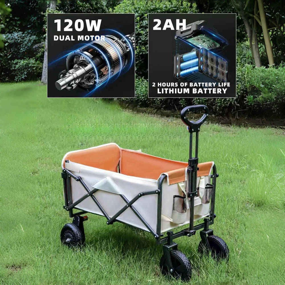 電動キャンプワゴンカート 折りたたみ式 2000mAh 電動 - Outdoor Camping Wagon のレビューと価格