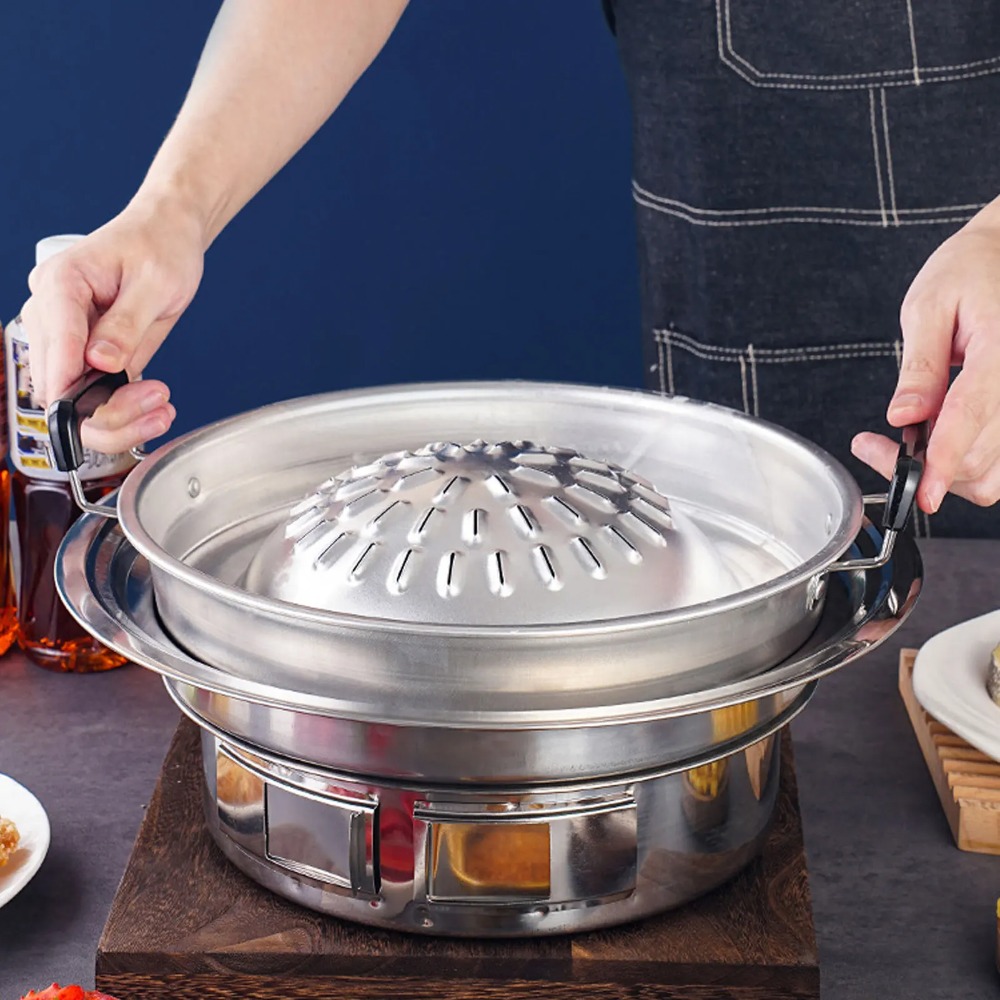 2 in 1 ホットポットグリルパン ノンスティックアルミB - Outdoor Camping Kitchen のレビューと価格