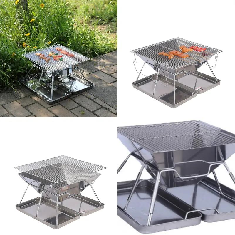 屋外折りたたみグリル Amazon人気商品 ステンレス製ポー - Outdoor Camping Grill のレビューと価格