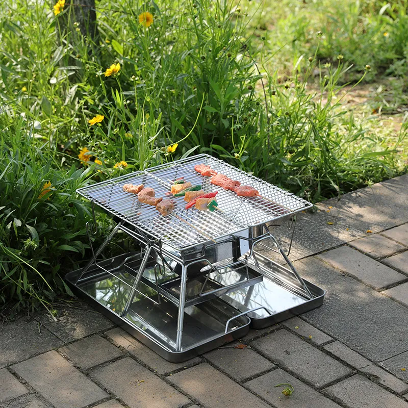 屋外折りたたみグリル Amazon人気商品 ステンレス製ポー - Outdoor Camping Grill のレビューと価格