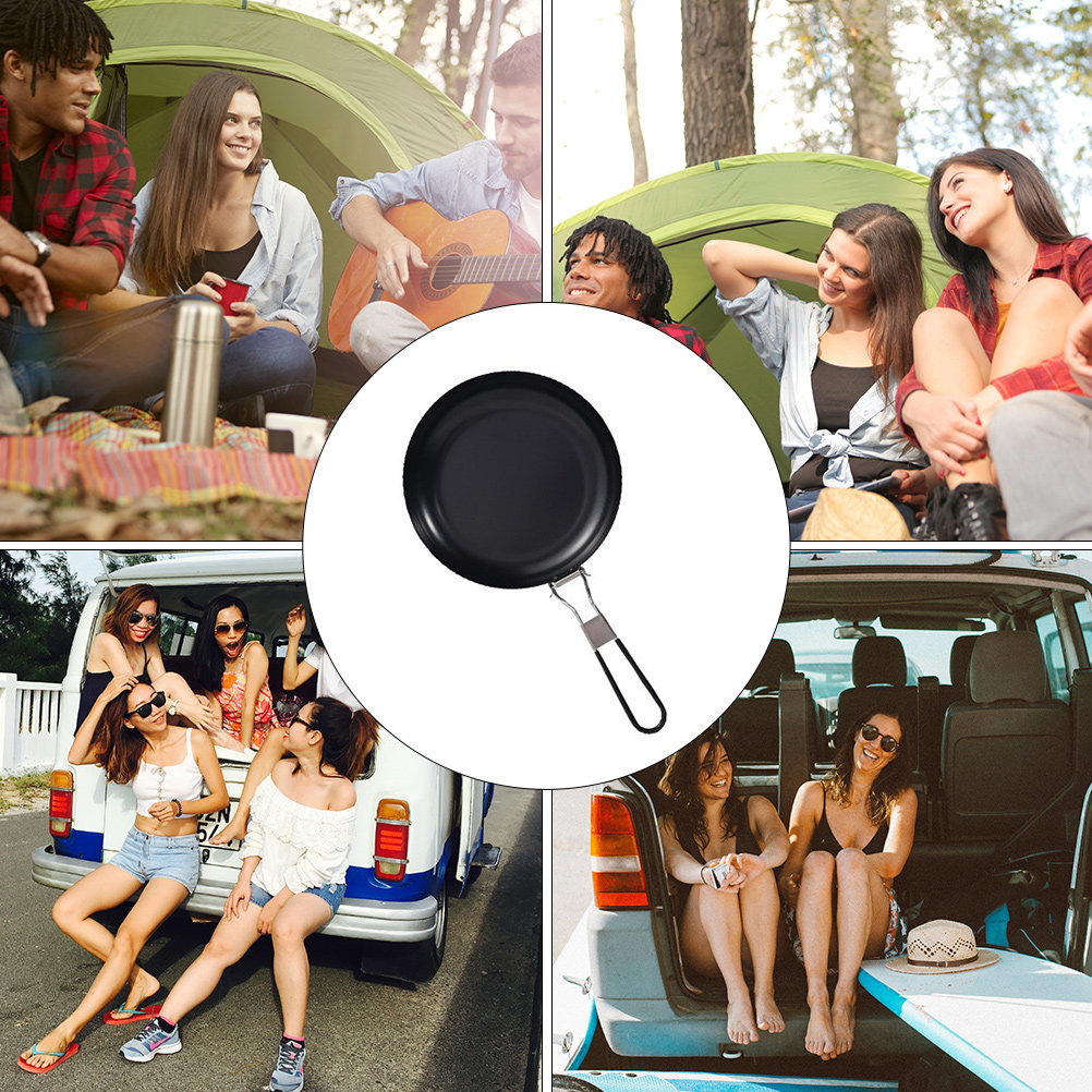 9インチのノンスティックキャンプ用フライパン、折りたたみ式ハ - Outdoor Camping Grill のレビューと価格