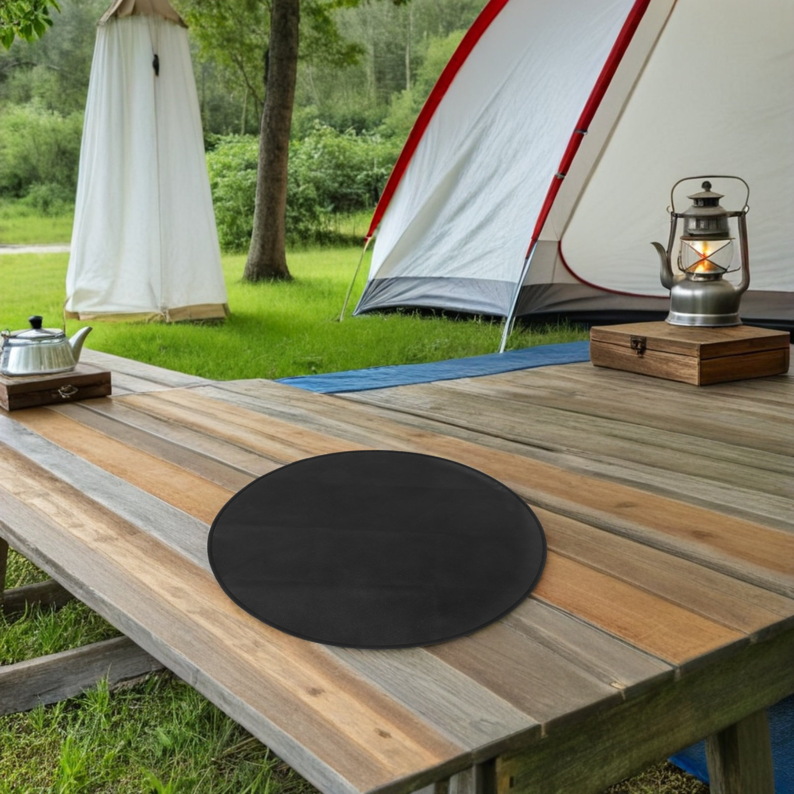 24 インチラウンド耐熱耐火マット屋外バーベキューグリルパッ - Outdoor Camping Grill のレビューと価格