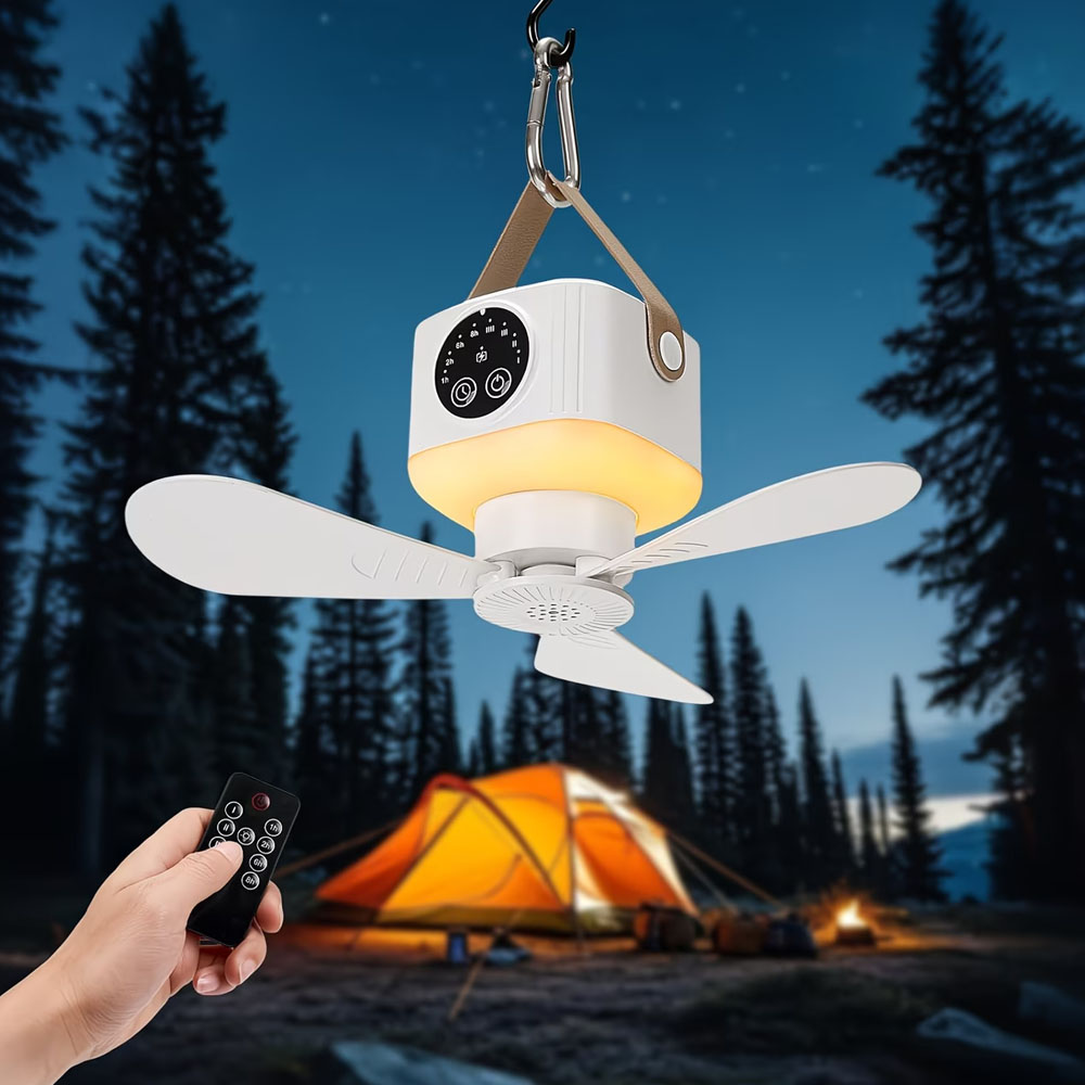 ポータブルシーリングファン ライト付き 3600/7200m - Outdoor Camping House のレビューと価格
