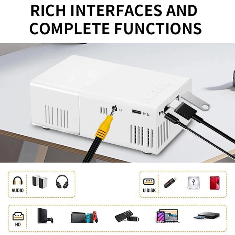 1080P LEDミニプロジェクター リモコン付き 4K H - Outdoor Camping Videos のレビューと価格