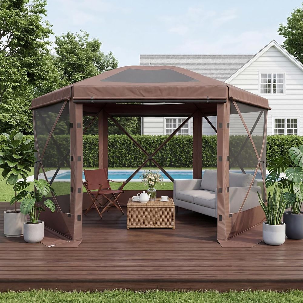 1212 t -アップテント、取り外し可能なトップ付き6面ガ - Outdoor Camping House のレビューと価格