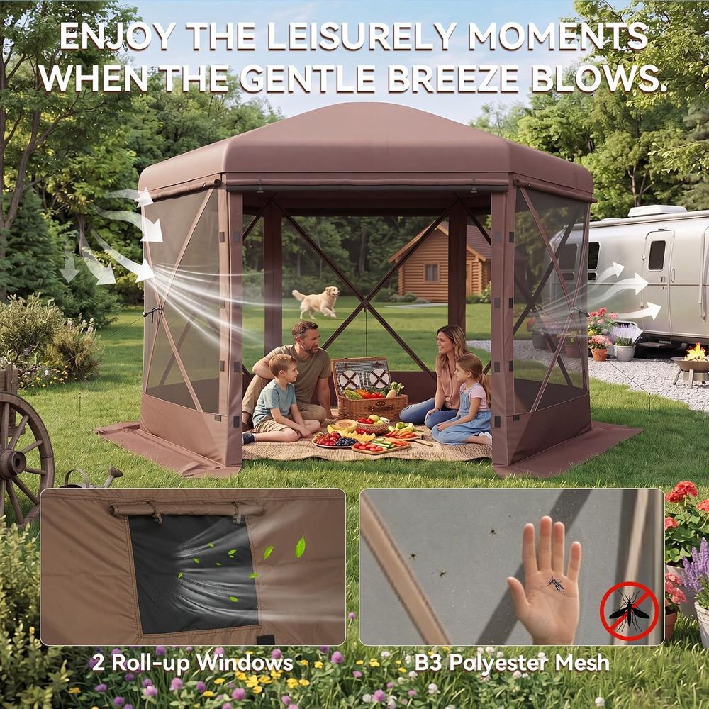 1212 t -アップテント、取り外し可能なトップ付き6面ガ - Outdoor Camping House のレビューと価格